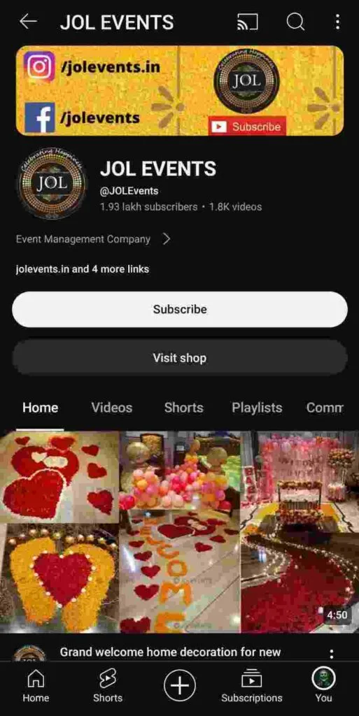 Jol Events YouTube Subscribers